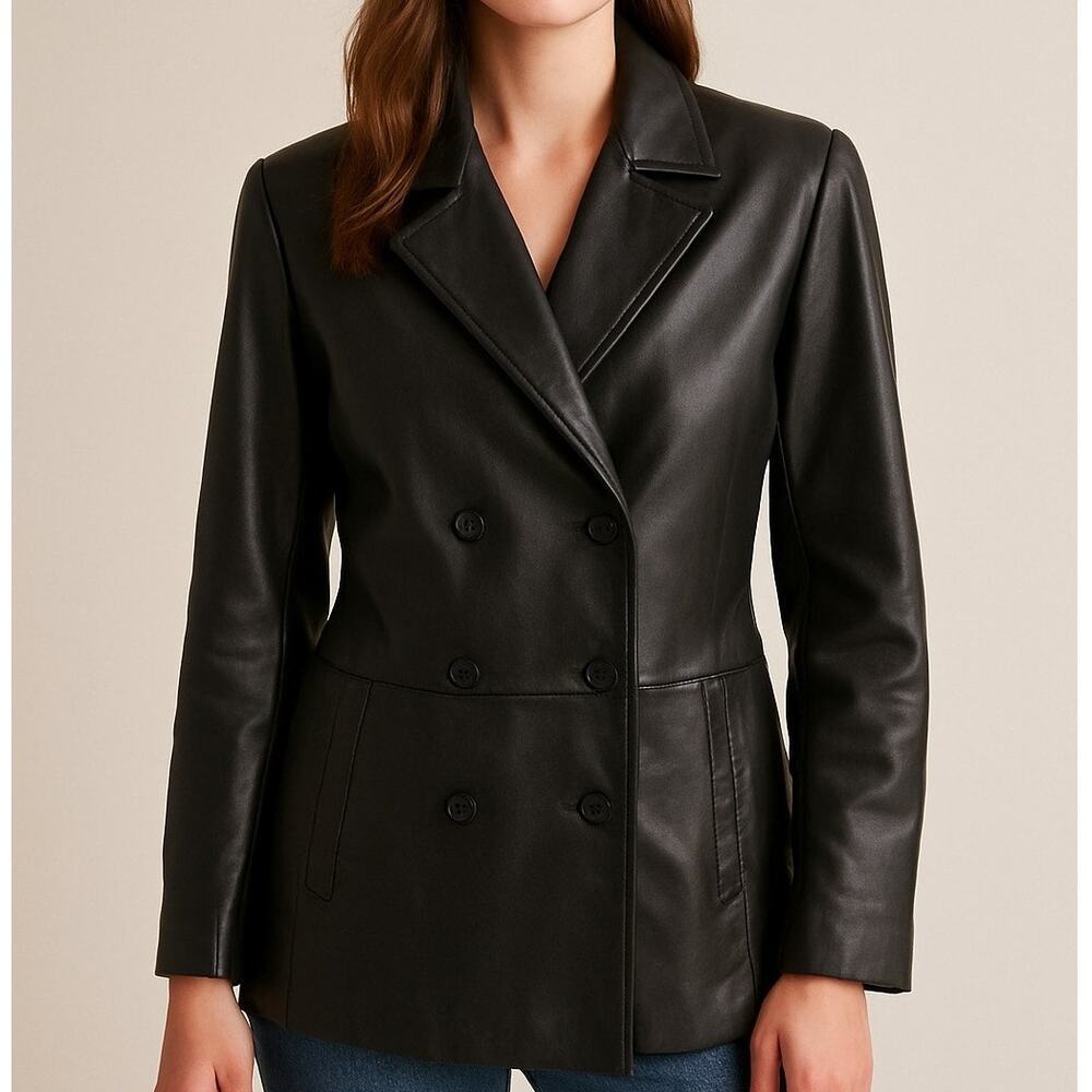 Siena Studio Double Breasted Leather Jacket